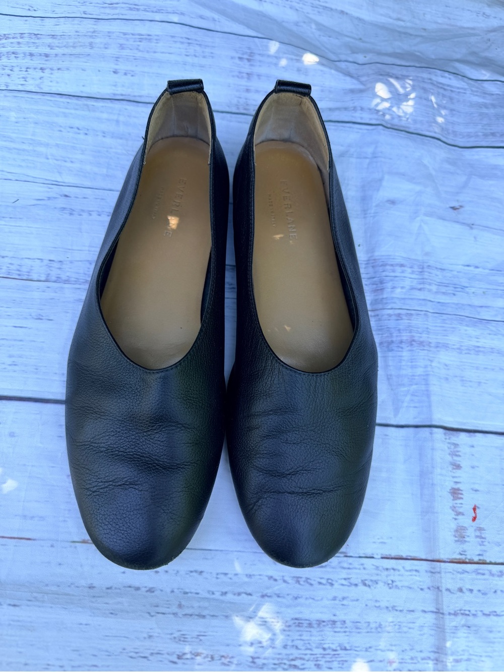EVERLANE Soft Black Leather THE DAY GLOVE Ballet Flats Shoes Sz 9.5 ITALY
